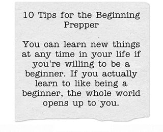 Prepping for Beginners - plan, checklist, calendar, tips