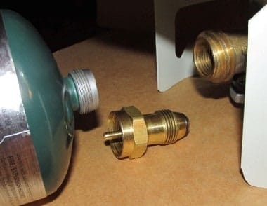 One pound propane tank connection to larger tank
