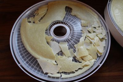 milk in dehydrator dry powdered