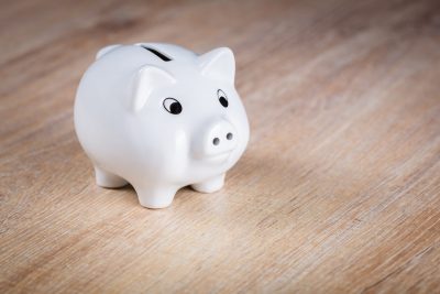 piggy bank white money