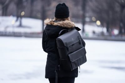 woman wearing backpack