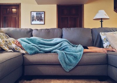 girl laying on couch