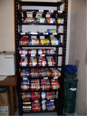 Pantry Storage Shelves with 1000 Can Food Rotation 