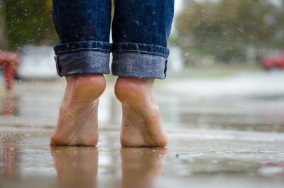 feet on the rain